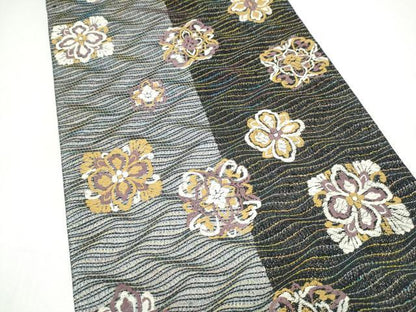 平和屋着物●六通柄袋帯　舞花文　ラメ糸　正絹　逸品　CABL0957hy