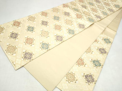 平和屋着物●六通柄袋帯　唐織　菱花文　正絹　逸品　CABL0963hy