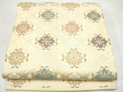 平和屋着物●六通柄袋帯　唐織　菱花文　正絹　逸品　CABL0963hy