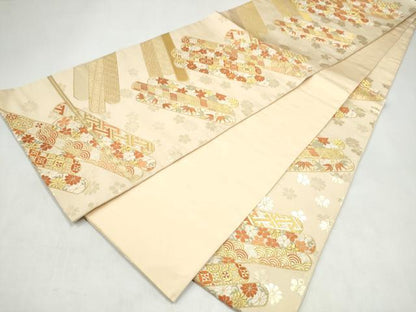 平和屋着物●西陣の名門　本家加納　六通柄袋帯　唐織　花筏文　金糸　鈴乃屋扱い　正絹　逸品　CABL0964hy