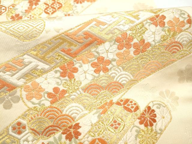 平和屋着物●西陣の名門　本家加納　六通柄袋帯　唐織　花筏文　金糸　鈴乃屋扱い　正絹　逸品　CABL0964hy