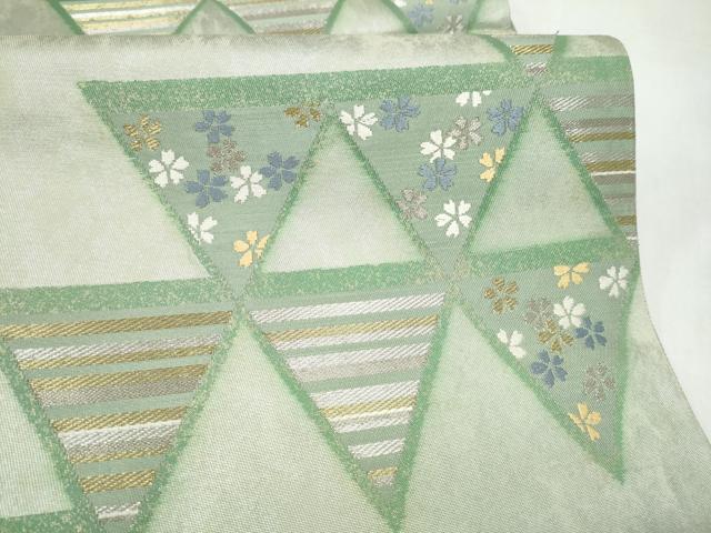 平和屋着物●六通柄袋帯　唐織　桜花鱗文　金銀糸　正絹　逸品　CABL0965hy
