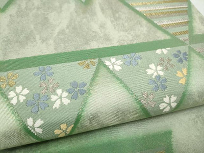平和屋着物●六通柄袋帯　唐織　桜花鱗文　金銀糸　正絹　逸品　CABL0965hy