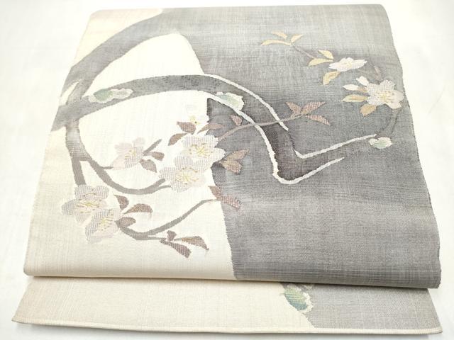 平和屋着物●太鼓柄袋帯　枝桜文　金糸　正絹　逸品　CABL0966hy