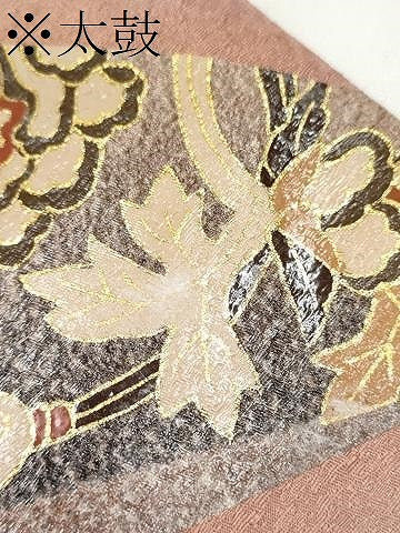 平和屋着物●九寸名古屋帯　牡丹唐草文　金彩　正絹　逸品　CABL0979hy