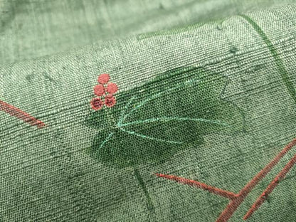 平和屋着物●九寸名古屋帯　紬地　刺繍　枝葉文　正絹　逸品　CABL0980hy