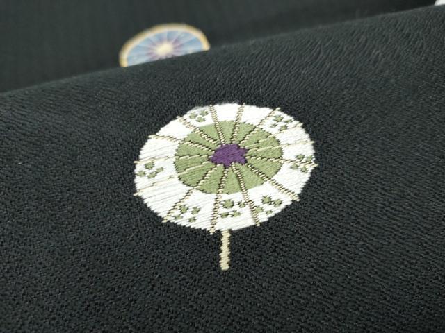 平和屋着物●九寸開き名古屋帯　唐織　番傘　黒地　正絹　逸品　CABL0983hy