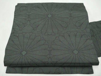 平和屋着物●全通柄　九寸名古屋帯　本場大島紬地　菊　正絹　逸品　CABL0985hy