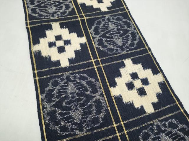 平和屋着物●八寸名古屋帯　紬地　幾何学舞蝶文　正絹　逸品　CABL0989hy