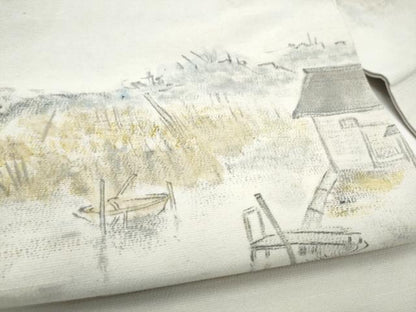 平和屋着物●九寸名古屋帯　作家物　浜紬　手描き　風景文　正絹　逸品　CABL0992hy