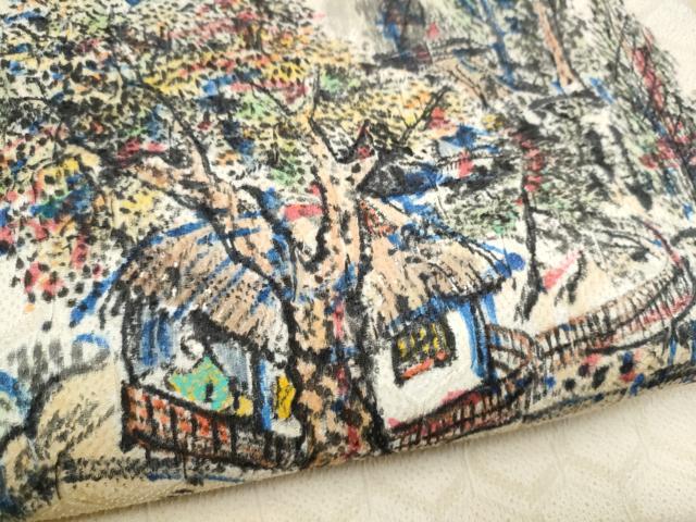 平和屋着物●九寸名古屋帯　作家物　手描き　人物風景文　正絹　逸品　CABL0996hy
