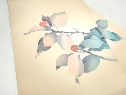 平和屋着物●塩瀬　九寸名古屋帯　作家物　ろうけつ染　枝花文　正絹　逸品　CABL1001hy