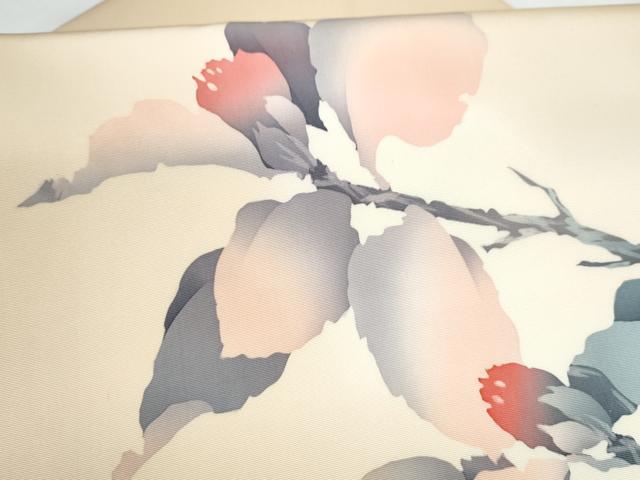平和屋着物●塩瀬　九寸名古屋帯　作家物　ろうけつ染　枝花文　正絹　逸品　CABL1001hy