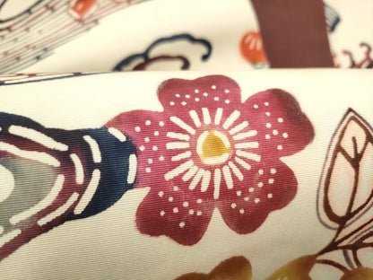 平和屋着物●塩瀬　九寸名古屋帯　紅型　流水舞花文　正絹　逸品　CABL1002hy