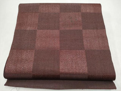 平和屋着物●八寸名古屋帯　市松文様　一重帯　正絹　逸品　CABL1004hy