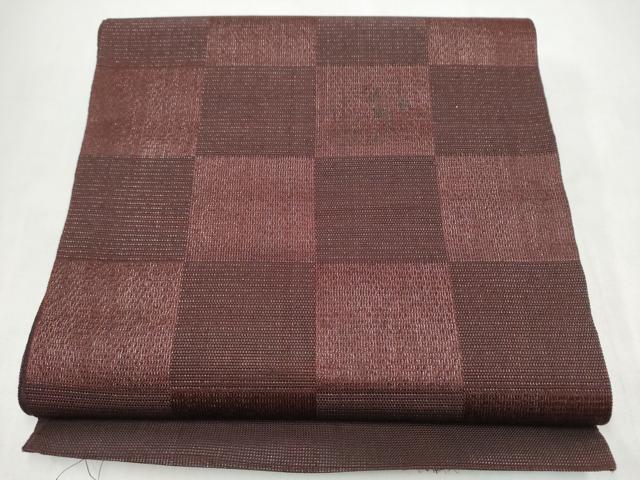 平和屋着物●八寸名古屋帯　市松文様　一重帯　正絹　逸品　CABL1004hy
