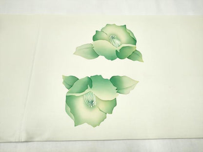 平和屋着物●九寸開き名古屋帯　ろうけつ染　舞花文　正絹　逸品　CABL1012hy
