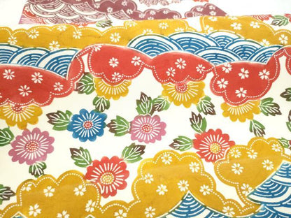 平和屋着物●塩瀬　九寸名古屋帯　型染め　流水草花文　正絹　逸品　CABL1018hy