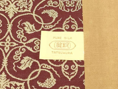 平和屋着物●龍村美術織物　全通柄　九寸開き名古屋帯　葡萄唐草文錦　正絹　逸品　CABL1022hy