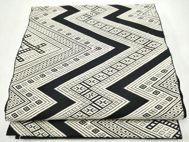 平和屋着物●こぎん刺し　八寸名古屋帯　吉祥文　黒地　綿　CABL1025hy