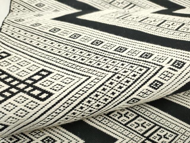 平和屋着物●こぎん刺し　八寸名古屋帯　吉祥文　黒地　綿　CABL1025hy