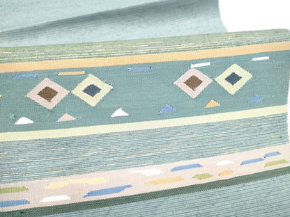 平和屋着物●八寸名古屋帯　紬地　横段菱文　金糸　正絹　逸品　CABL1028hy