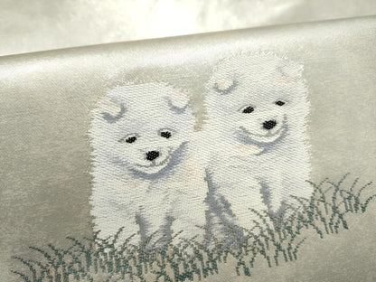 平和屋着物●九寸名古屋帯　犬　銀糸　正絹　逸品　CABL1031hy