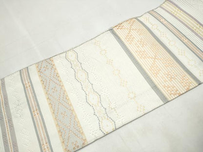 平和屋着物●八寸名古屋帯　花織　浪漫　正絹　逸品　CABL1033hy