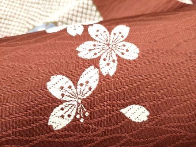 平和屋着物●九寸名古屋帯　唐織　舞桜文　正絹　逸品　CABL1038hy