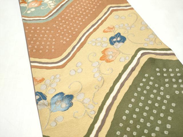 平和屋着物●西陣 白綾苑大庭 ファッションデザイナー HIROKO KOSHINO コシノヒロコ  六通柄袋帯 唐草文 金糸 正絹 逸品 CABL1050hy