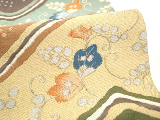 平和屋着物●西陣 白綾苑大庭 ファッションデザイナー HIROKO KOSHINO コシノヒロコ  六通柄袋帯 唐草文 金糸 正絹 逸品 CABL1050hy