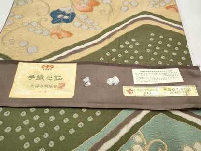 平和屋着物●西陣 白綾苑大庭 ファッションデザイナー HIROKO KOSHINO コシノヒロコ  六通柄袋帯 唐草文 金糸 正絹 逸品 CABL1050hy