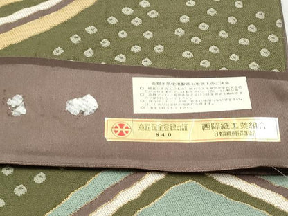 平和屋着物●西陣 白綾苑大庭 ファッションデザイナー HIROKO KOSHINO コシノヒロコ  六通柄袋帯 唐草文 金糸 正絹 逸品 CABL1050hy