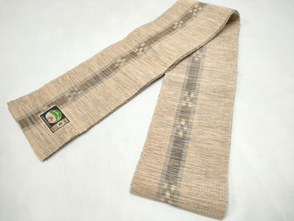 平和屋着物●沖縄県伝統工芸品　八重山ミンサー　手織り　半幅帯　絣文様　一重帯　綿　逸品　CABL1052hy