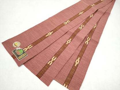 平和屋着物●沖縄県伝統工芸品　八重山ミンサー　手織り　半幅帯　絣文様　一重帯　綿　逸品　CABL1053hy
