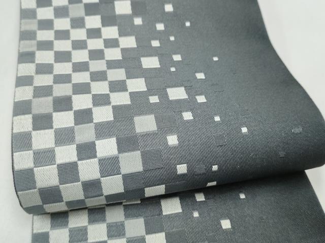 平和屋着物●両面　半幅帯　変わり市松文様　CABL1076hy