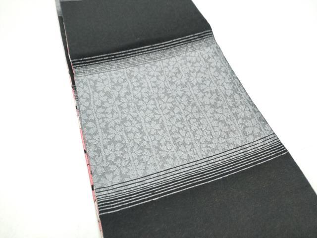平和屋着物●両面　半幅帯　舞花文　黒地　やまと誂製　正絹　逸品　CABL1084hy