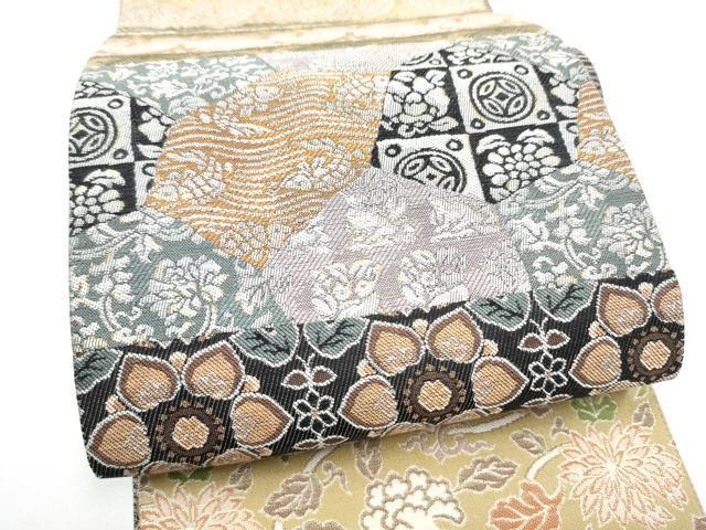 平和屋着物●両面　半幅帯　名物裂　正絹　逸品　CABL1087hy