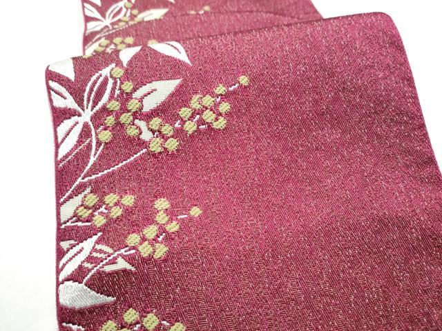 平和屋着物●森英恵・HANAE MORI　両面　半幅帯　南天文　CABL1091hy