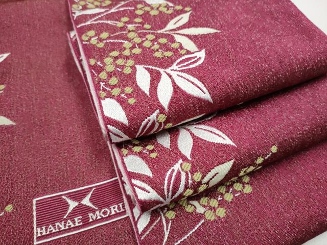 平和屋着物●森英恵・HANAE MORI　両面　半幅帯　南天文　CABL1091hy