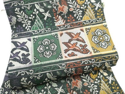 平和屋着物●半幅帯　花鳥文　正絹　逸品　CABL1093hy