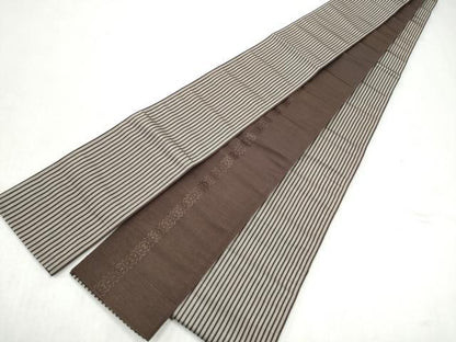 平和屋着物●男性　本場筑前博多織　両面　角帯　間道　献上　正絹　逸品　CABL1116hy