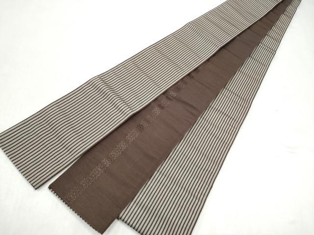 平和屋着物●男性　本場筑前博多織　両面　角帯　間道　献上　正絹　逸品　CABL1116hy