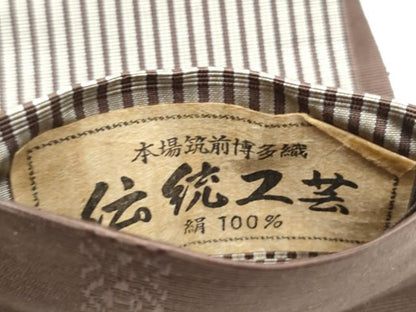平和屋着物●男性　本場筑前博多織　両面　角帯　間道　献上　正絹　逸品　CABL1116hy