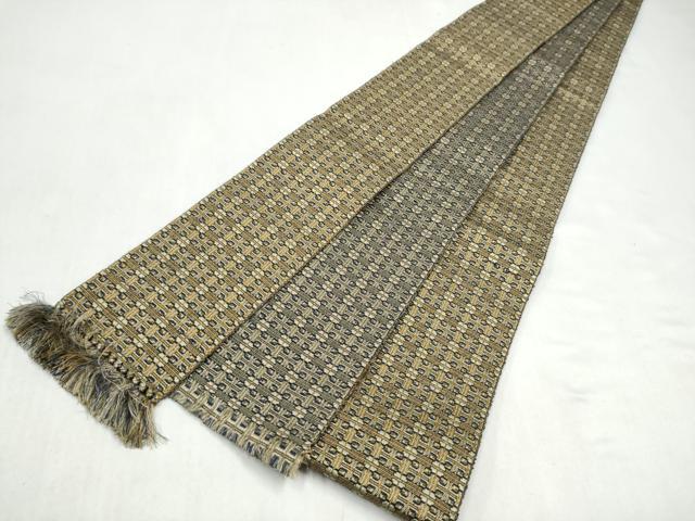 平和屋着物●男性　本場筑前博多織　両面　角帯　幾何学文様　正絹　逸品　CABL1117hy