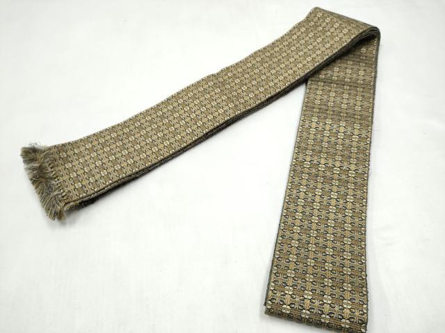 平和屋着物●男性　本場筑前博多織　両面　角帯　幾何学文様　正絹　逸品　CABL1117hy