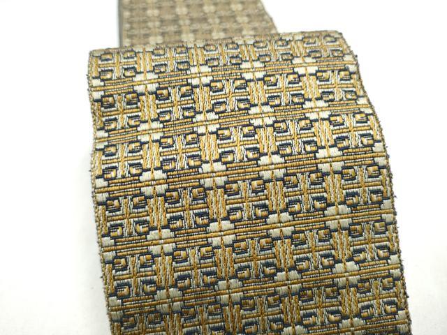 平和屋着物●男性　本場筑前博多織　両面　角帯　幾何学文様　正絹　逸品　CABL1117hy