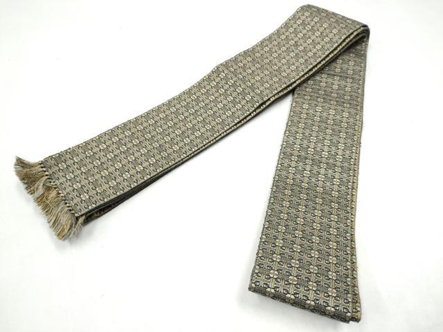 平和屋着物●男性　本場筑前博多織　両面　角帯　幾何学文様　正絹　逸品　CABL1117hy