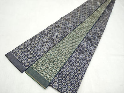 平和屋着物●男性　本場筑前博多織　両面　角帯　七宝花文　正絹　逸品　CABL1121hy