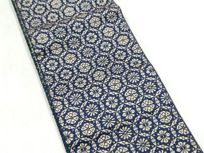平和屋着物●男性　本場筑前博多織　両面　角帯　七宝花文　正絹　逸品　CABL1121hy